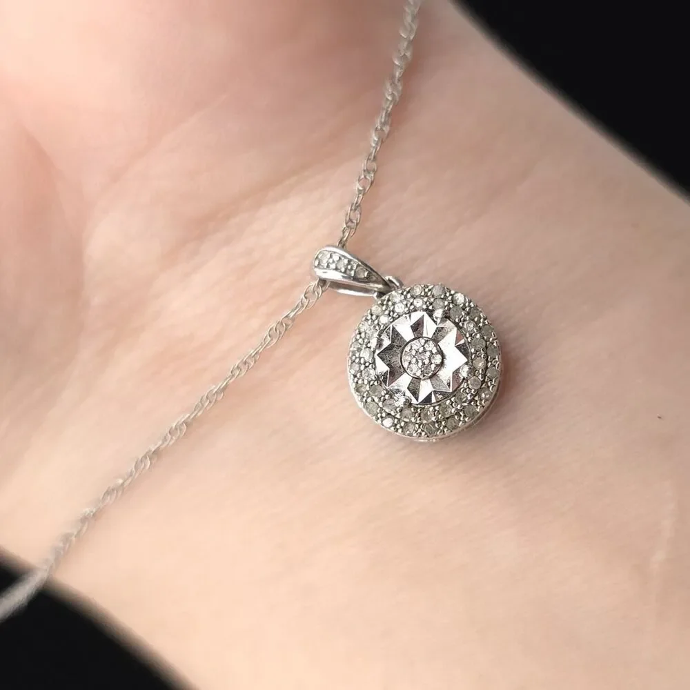 MIDAS 925 Cable Chain Necklace Genuine‎ Diamond Charm Pendant